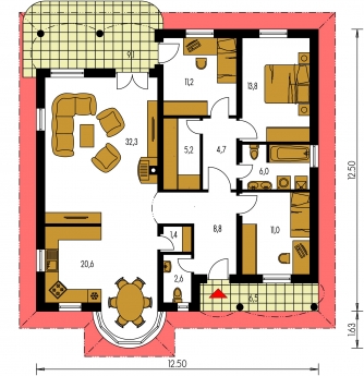 Floor plan of ground floor - BUNGALOW 19